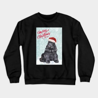 Black Cocker Spaniel Merry Christmas Santa Dog Crewneck Sweatshirt